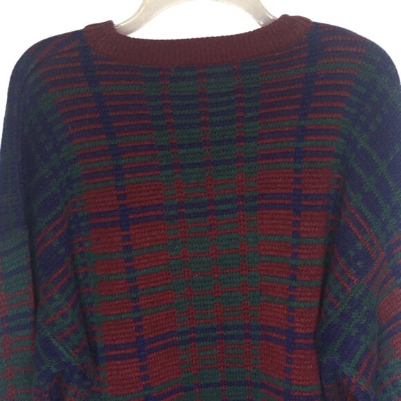 Vintage American Weekend Grandpa Sweater Cosby Mens Large Plaid Pullover 90s - Picture 6 of 12